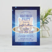 Invitation Joyeux chat dans l'espace. (Debout devant)