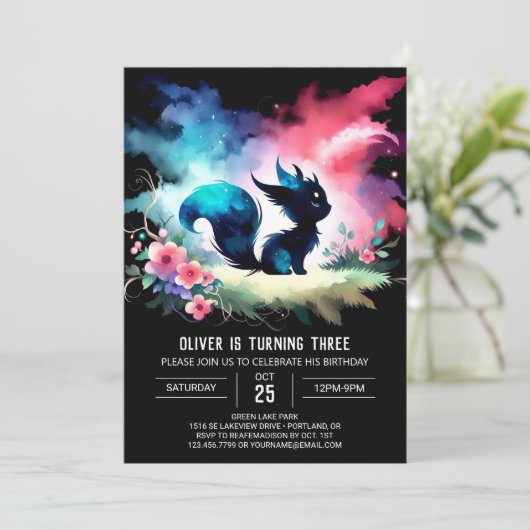 Invitation Joyeux chat moderne Anniversaire (Debout devant)