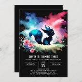 Invitation Joyeux chat moderne Anniversaire (Devant / Derrière)