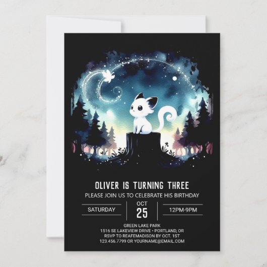 Invitation Joyeux Chat Whimsical Anniversaire (Devant)