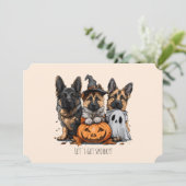 Invitation Joyeux chien berger allemand Halloween (Debout devant)