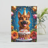 Invitation Joyeux Chien célébrant l'anniversaire (Debout devant)