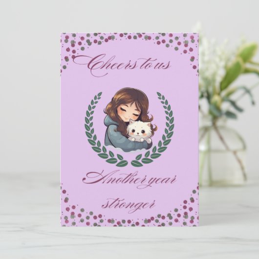 Invitation Joyeux chien d'anniversaire, chat, animaux de comp (Debout devant)