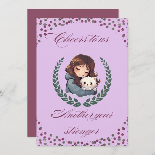 Invitation Joyeux chien d'anniversaire, chat, animaux de comp (Devant / Derrière)