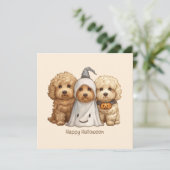Invitation Joyeux chien d'Halloween Goldendoodle (Debout devant)