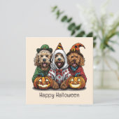 Invitation Joyeux chien d'Halloween Goldendoodle (Debout devant)