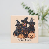 Invitation Joyeux chien Rottweiler Halloween Jack-o'-lantern (Debout devant)