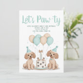 Invitation Joyeux Chiens de caniche normaux d'anniversaire (Debout devant)