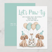 Invitation Joyeux Chiens de caniche normaux d'anniversaire (Devant / Derrière)