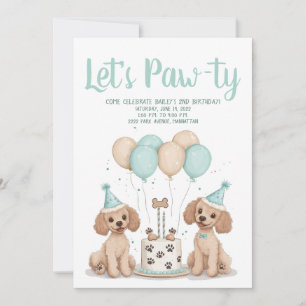Invitation Joyeux Chiens de caniche normaux d'anniversaire