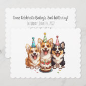 Invitation Joyeux Chiens de Corgi d'anniversaire (Devant / Derrière)