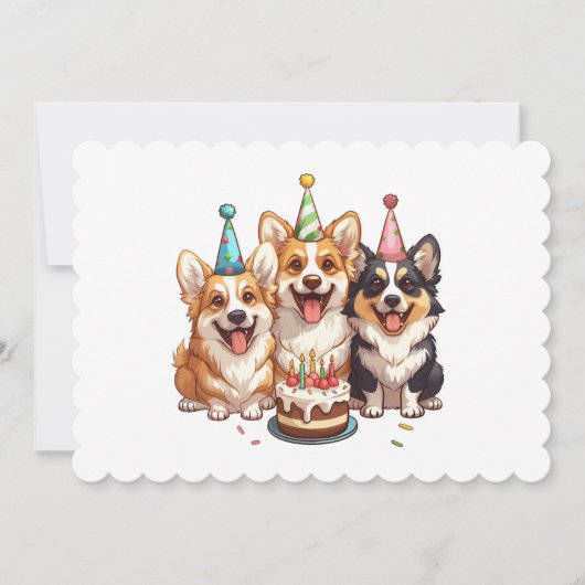 Invitation Joyeux Chiens de Corgi d'anniversaire (Devant)