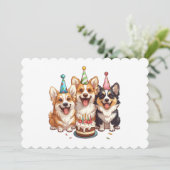 Invitation Joyeux Chiens de Corgi d'anniversaire (Debout devant)