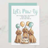 Invitation Joyeux Chiens Goldendoodle Anniversaire (Devant / Derrière)