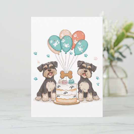 Invitation Joyeux Chiens Schnauzer (Debout devant)