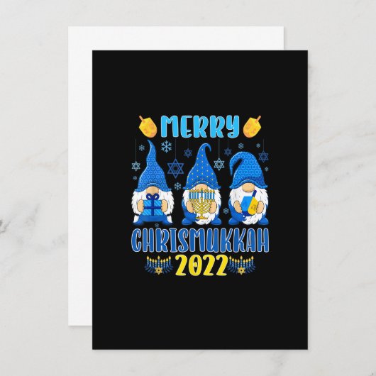Invitation Joyeux Chrismukkah Noël et Hanoukka Gnomes (Devant / Derrière)