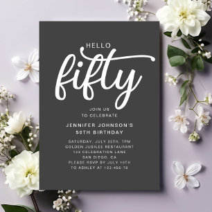 Invitation Joyeux cinquantième anniversaire Modern Hello Fift