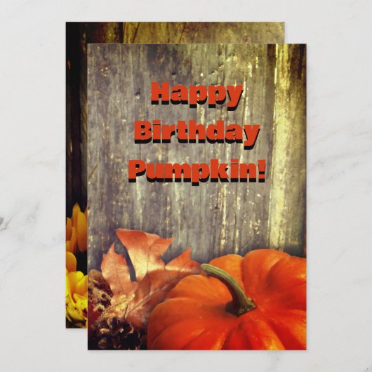 Invitation Joyeux Citrouille d'anniversaire (Devant / Derrière)