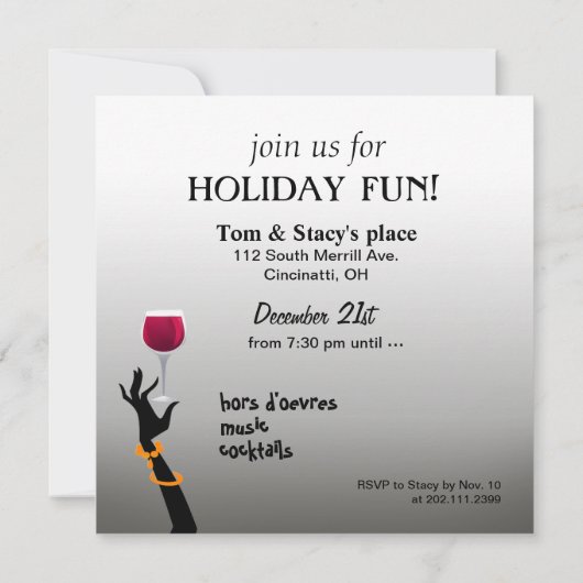 Invitation Joyeux Cocktail de Fête! (Dos)