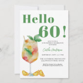 Invitation Joyeux cocktail vert Boire 60e anniversaire (Devant)