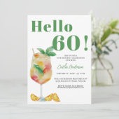 Invitation Joyeux cocktail vert Boire 60e anniversaire (Debout devant)