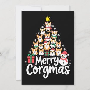 Invitation Joyeux Corgmas Noël Corgi Chien Arbre Bonhomme de