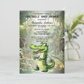 Invitation Joyeux Crocodile sauvage arbres de la jungle belle (Debout devant)