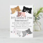 Invitation Joyeux Curious Kittens Anniversaire (Debout devant)