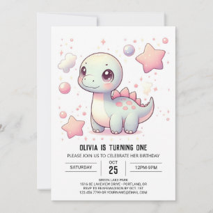 Invitation Joyeux Cute Dinosaur 1er anniversaire