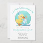 Invitation Joyeux demi-anniversaire bébé canard avec fête de  (Devant)