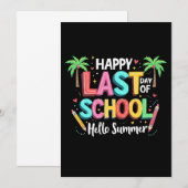 Invitation Joyeux Dernier Jour De L'École Bonjour Été (Devant / Derrière)