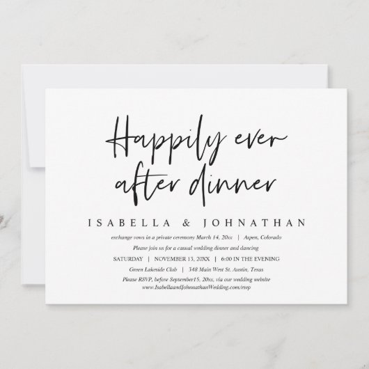 Invitation Joyeux dîner après le mariage en fuite (Devant)