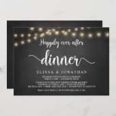 Invitation Joyeux dîner d'après-mariage, guirlande lumineuse, (Devant / Derrière)