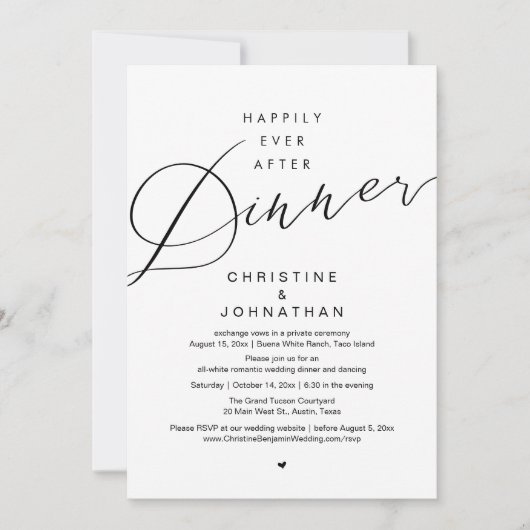 Invitation Joyeux dîner pour toujours, mariage romantique mod (Devant)
