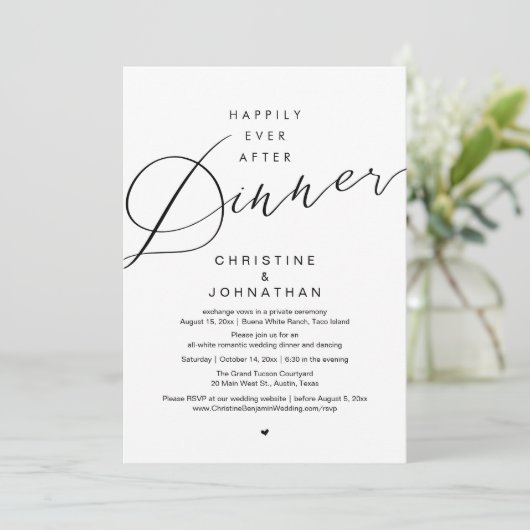 Invitation Joyeux dîner pour toujours, mariage romantique mod (Debout devant)