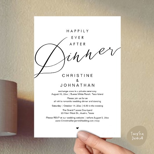 Invitation Joyeux dîner pour toujours, mariage romantique mod