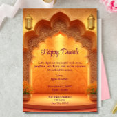 Invitation Joyeux Diwali Vacances Lampes d'or Lumière