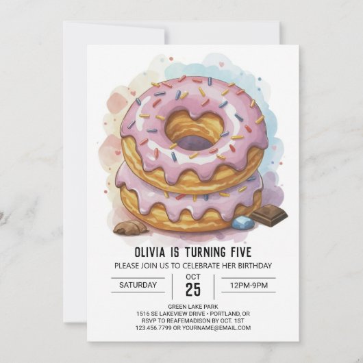 Invitation Joyeux Donuts au chocolat Anniversaire (Devant)