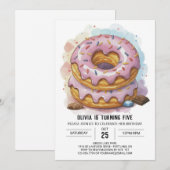 Invitation Joyeux Donuts au chocolat Anniversaire (Devant / Derrière)