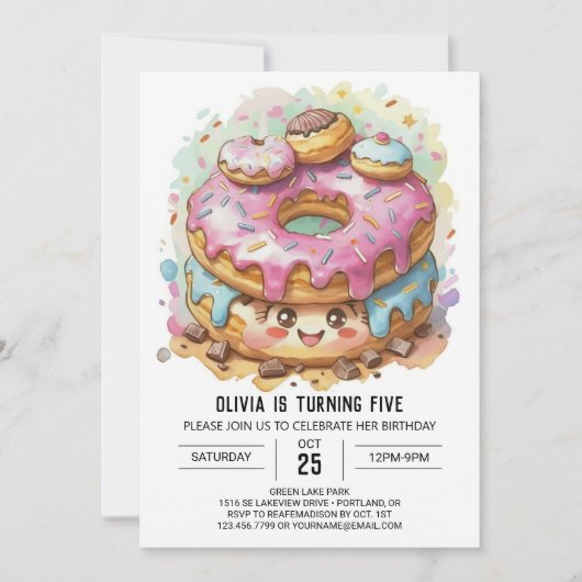 Invitation Joyeux Donuts au chocolat Anniversaire (Devant)
