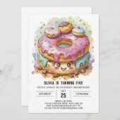 Invitation Joyeux Donuts au chocolat Anniversaire (Devant / Derrière)