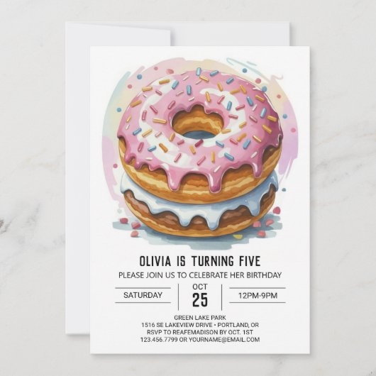 Invitation Joyeux Donuts au chocolat Anniversaire (Devant)