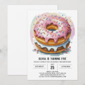 Invitation Joyeux Donuts au chocolat Anniversaire (Devant / Derrière)