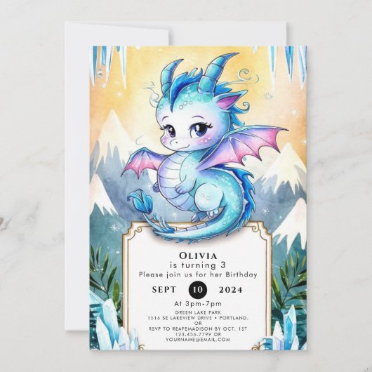 Invitation Joyeux dragon magique Anniversaire (Devant)