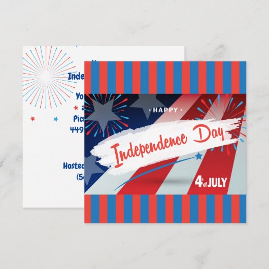 Invitation Joyeux drapeau américain 4 juillet personnalisatio (Devant / Derrière)