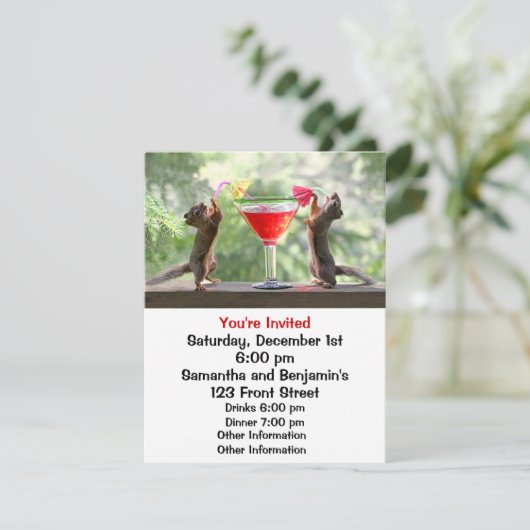 Invitation Joyeux écureuils de l'heure (Debout devant)