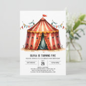 Invitation Joyeux Editable Delight Circus Anniversaire (Debout devant)