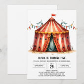Invitation Joyeux Editable Delight Circus Anniversaire (Devant / Derrière)