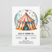 Invitation Joyeux Editable Whimsy Circus anniversaire (Debout devant)