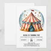 Invitation Joyeux Editable Whimsy Circus anniversaire (Devant / Derrière)